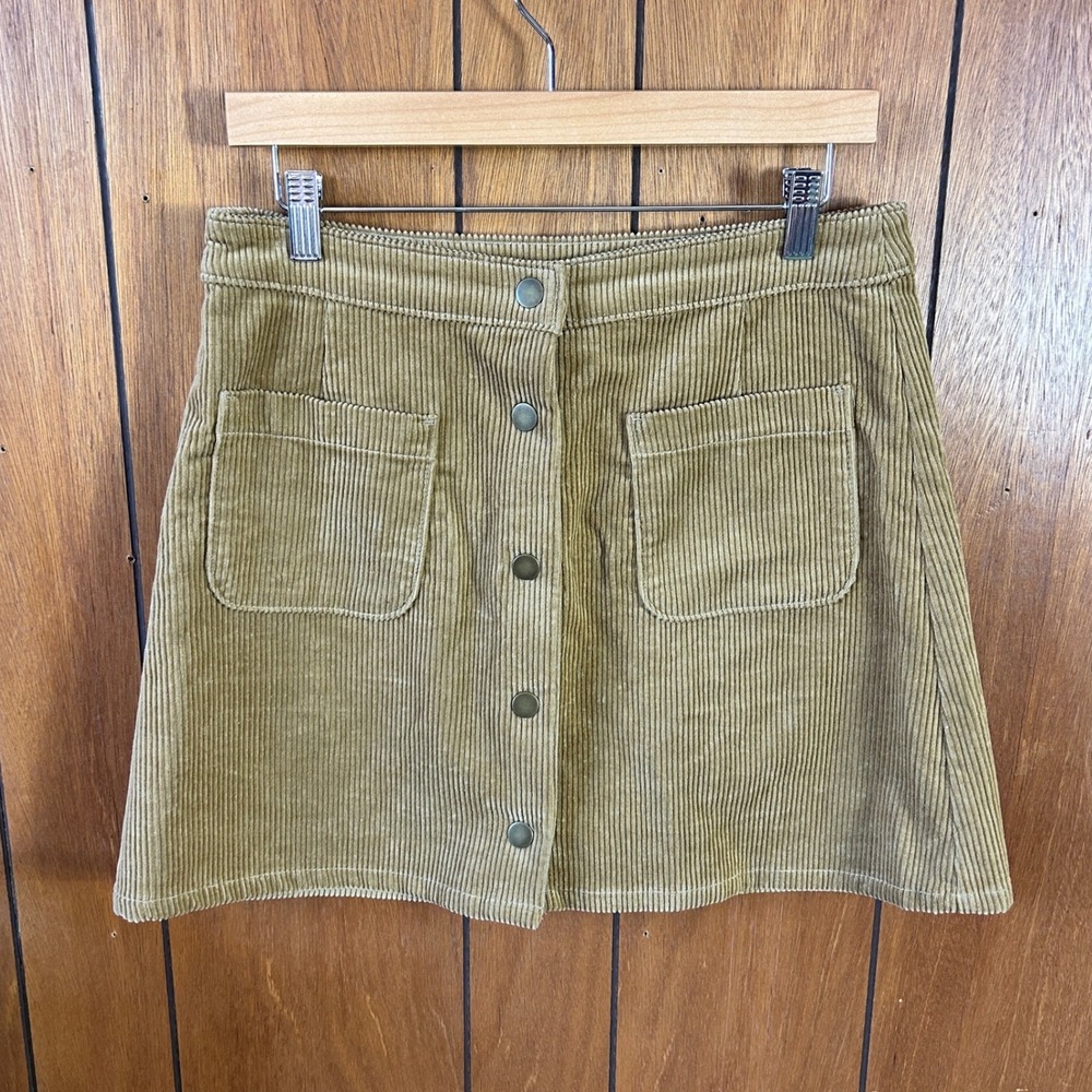 ARIZONA JEAN CO Corduroy A Line Button Front Mini Skirt Khaki Size 11
